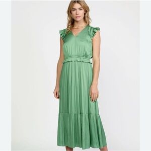 Anthropologie Current Air Green Sereia Pleated
Midi Dress Size L